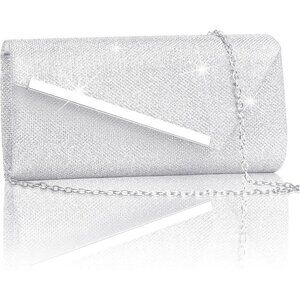 🆕Women Silver Sequin Glitter Evening Bag, Formal Envelope Clutch Purse